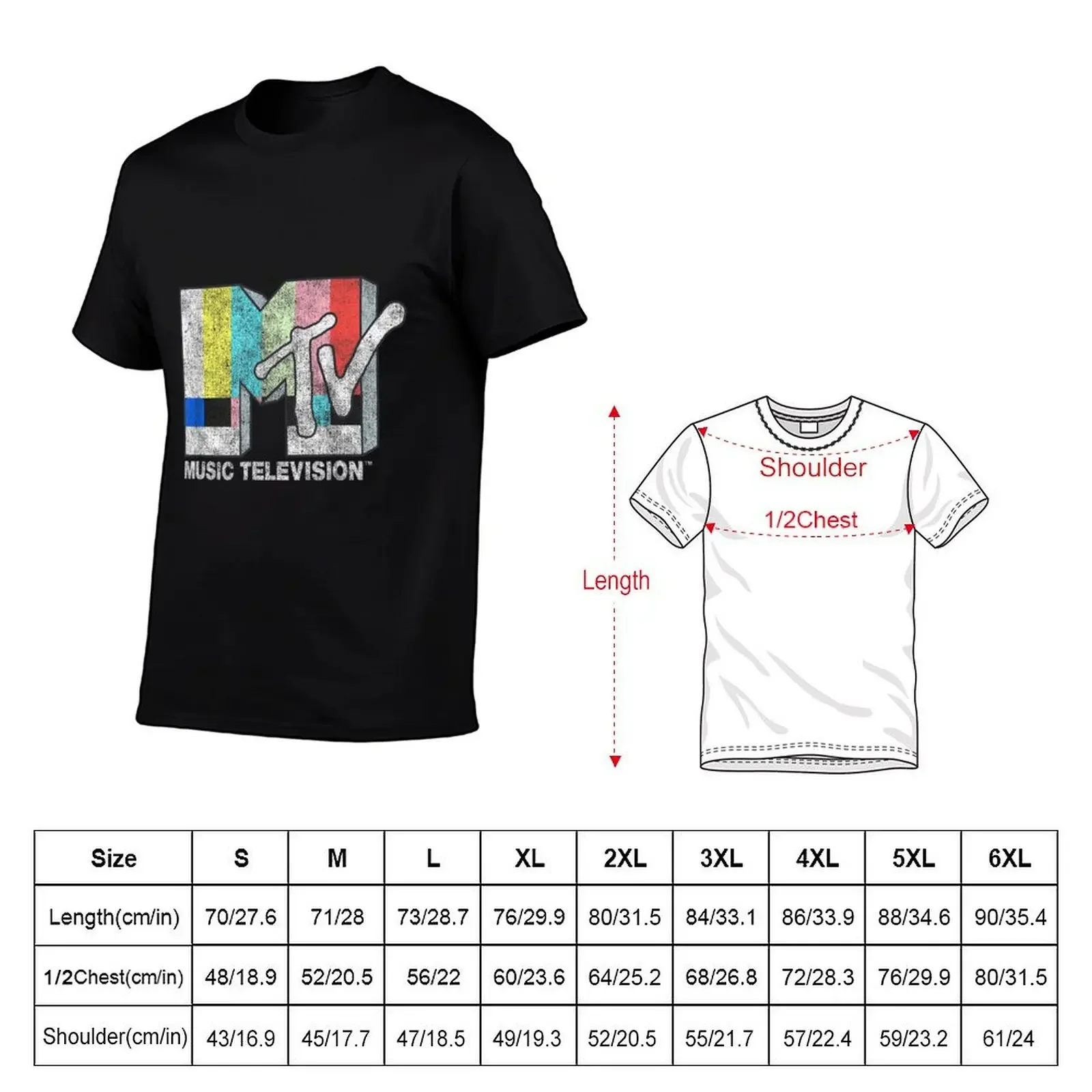 Vintage TV Signal Logo T-Shirt korean fashion cheap stuff plus size tops aesthetic clothes plain white t shirts men