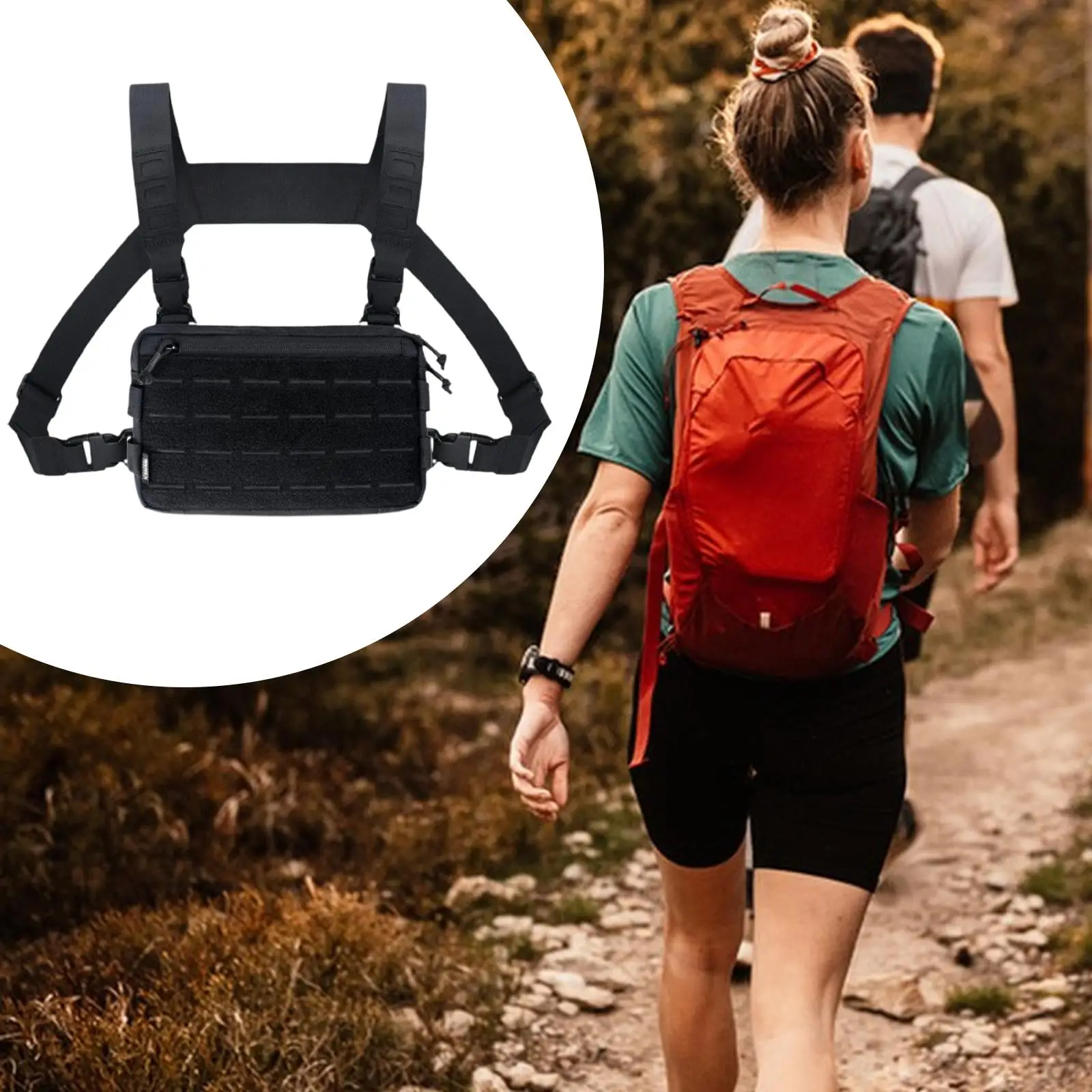 

Chest Pack Utility Polyester Nylon Adjustable Men for Running Hunting Hiking