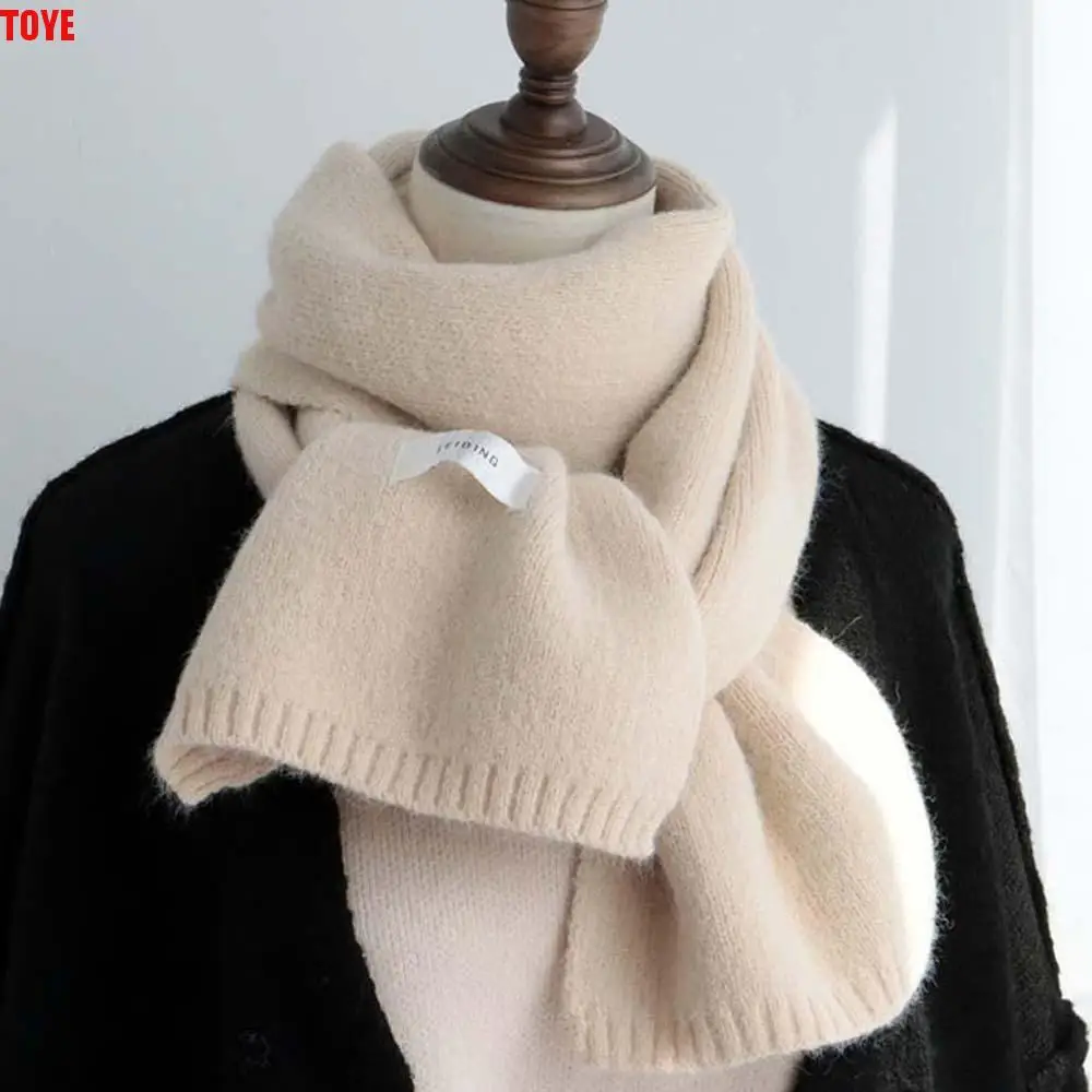 

Solid Color Couple Knitting Wool Scarf Cold-proof Windproof Long Thickened Neckscarf Classic Versatile Winter Warmer Scarf