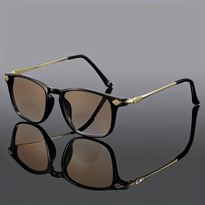 Retro Bifocal Reading Glasses for Both Near and Far Use, UV Resistant Sunglasses, Unisex Frame Glasses, Prescription +100 to +40