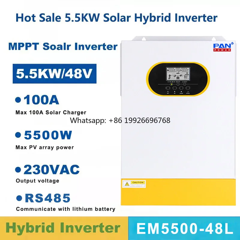 سعر جيد 5kw مرحلة واحدة 5kva خارج الشبكة الهجين 48vdc 5.5kw العاكس للطاقة الشمسية مع مصنع شحن وحدة تحكم 100A