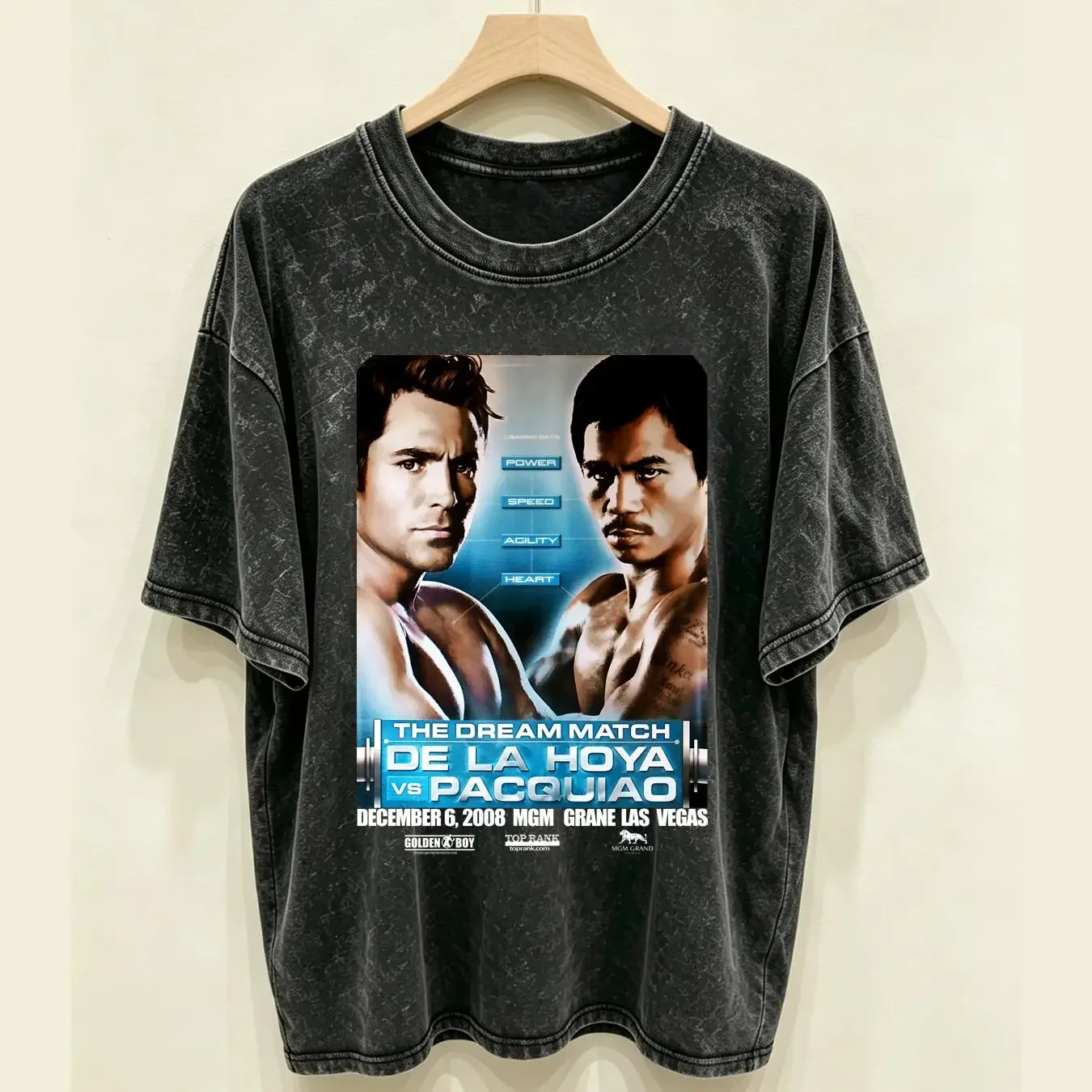 washed T Shirt Size XL Oscar De La Hoya vs Manny Pacquiao MGM Grand Nice Fade vintage Washed Casual Soft designer clothes