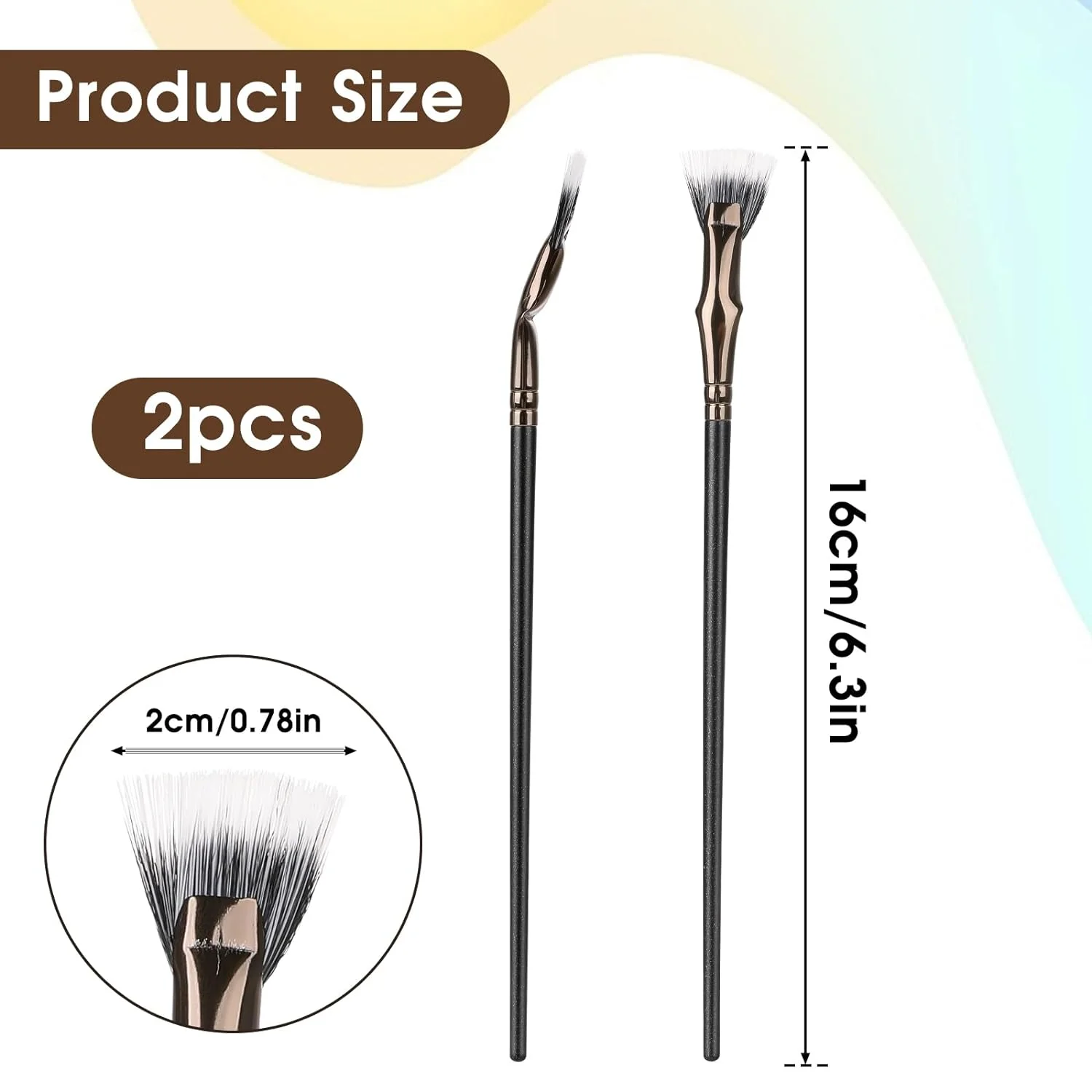 Pinceaux coudés polyvalents et élégants en forme d'éventail offrant des looks parfaits des cils et des sourcils – Idéal pour les maquilleurs professionnels et