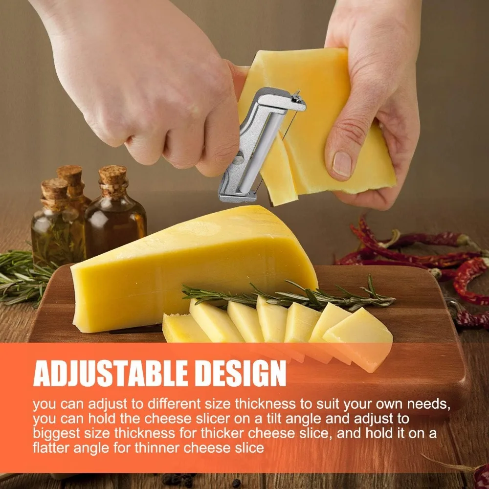 2 PCS Stainless Steel Wire Cheese Slicer with Cheese Plane Tool Adjustable Thickness Cheese Cutter Kitchen Cooking Tool