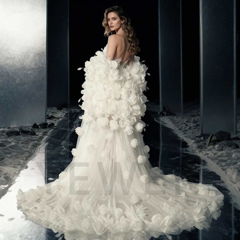 Luxe elegante bruiloft capes jurken voor speciale gelegenheden 3D bloem cape bruids sjaal damesjurk voor fotoshoot (alleen cape)