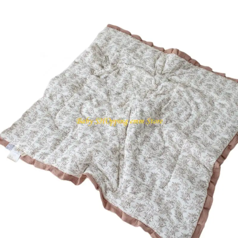 23GD Baby Throw Blanket Quilt with Delicate Lace Edging for Toddlers Crib Strollers