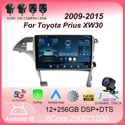 Imagen 1 del producto Reproductor Android 15 de 10 ""para Toyota Prius XW30 2009 2010 2011 2012 2013- 2015 LHD Carplay unidad principal de coche Radio estéreo Multimedia GPS