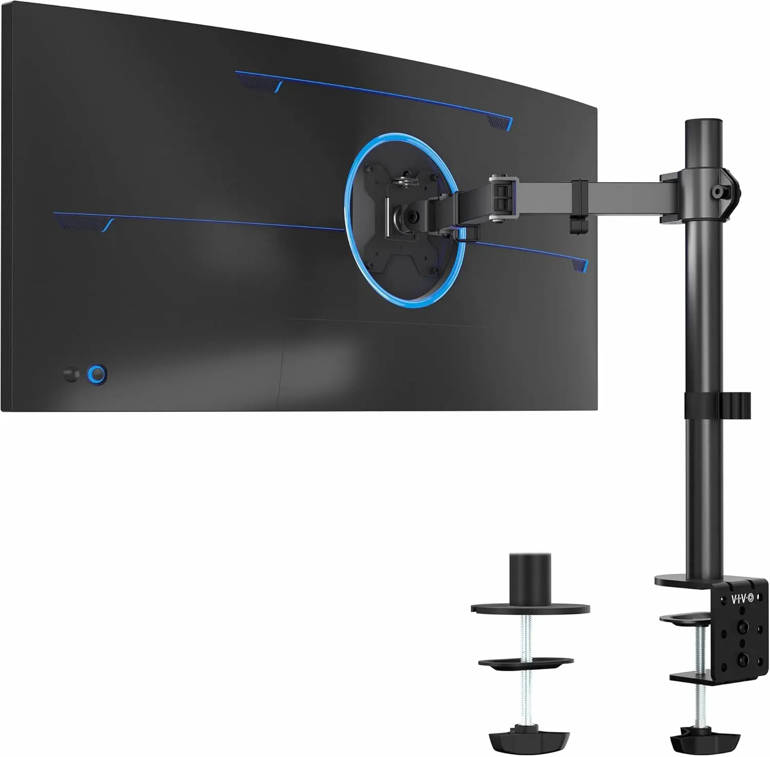 Ultrawide Monitor Arm Desk Mount for 13-38 Inch Screens, Adjustable Stand with C-Clamp and Grommet Base, Black