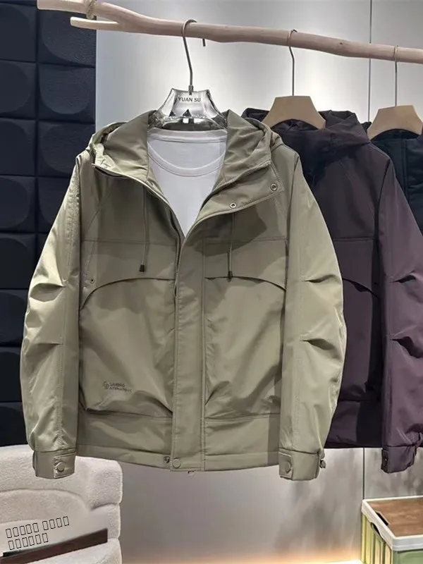 

Autumn Winter New Fashionable Men's Casual Hooded Jacket Thickened Cotton Loose Workwear Style Zipper Closure Warm Coat