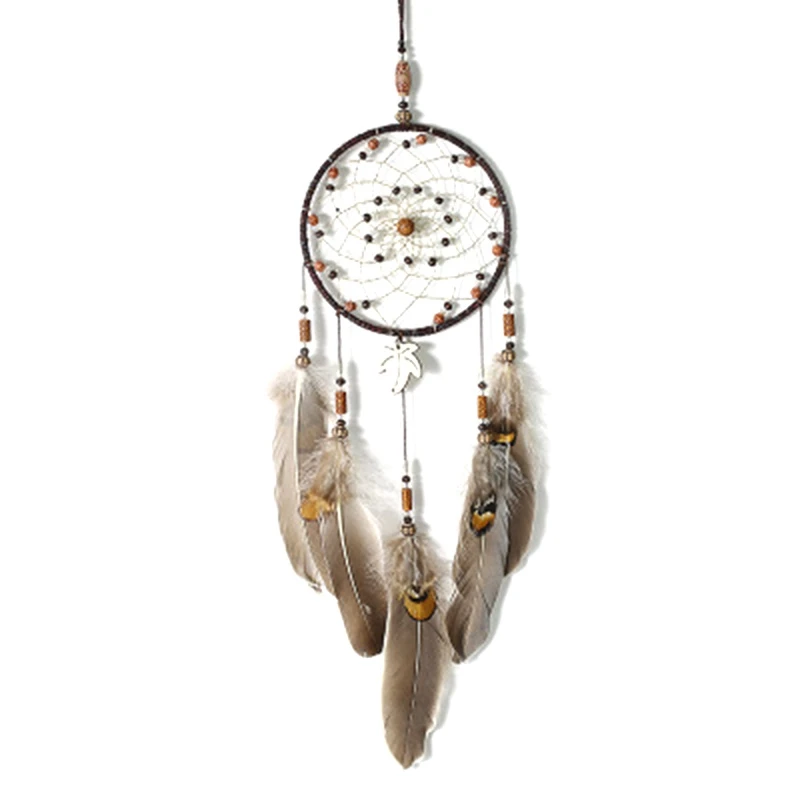 Retro Maple Leaf Dream Catcher Wind Chimes Indian Style Feather Car Pendant Dream Catcher