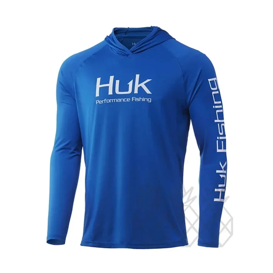 Fishing Shirt HUK With Hat Long Sleeve Sun UV UPF50 Summer Quick Dry Top Lightweight Men Fishing Clothes Sports Hunting Camping