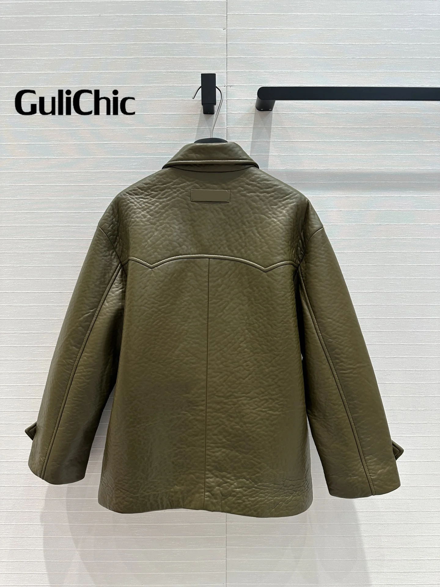 7.23 GuliChic High Quality 100% Sheepskin Double Breasted Blazer Coats for Women 2024 New Vintage Jacket Outwear