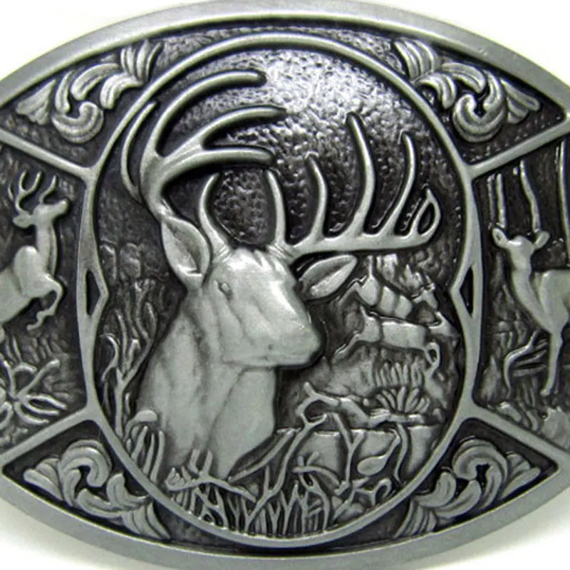 Cheapify Dropshipping Oval Western Animal Sika Deer Cowboy Man Belt Buckles 40mm