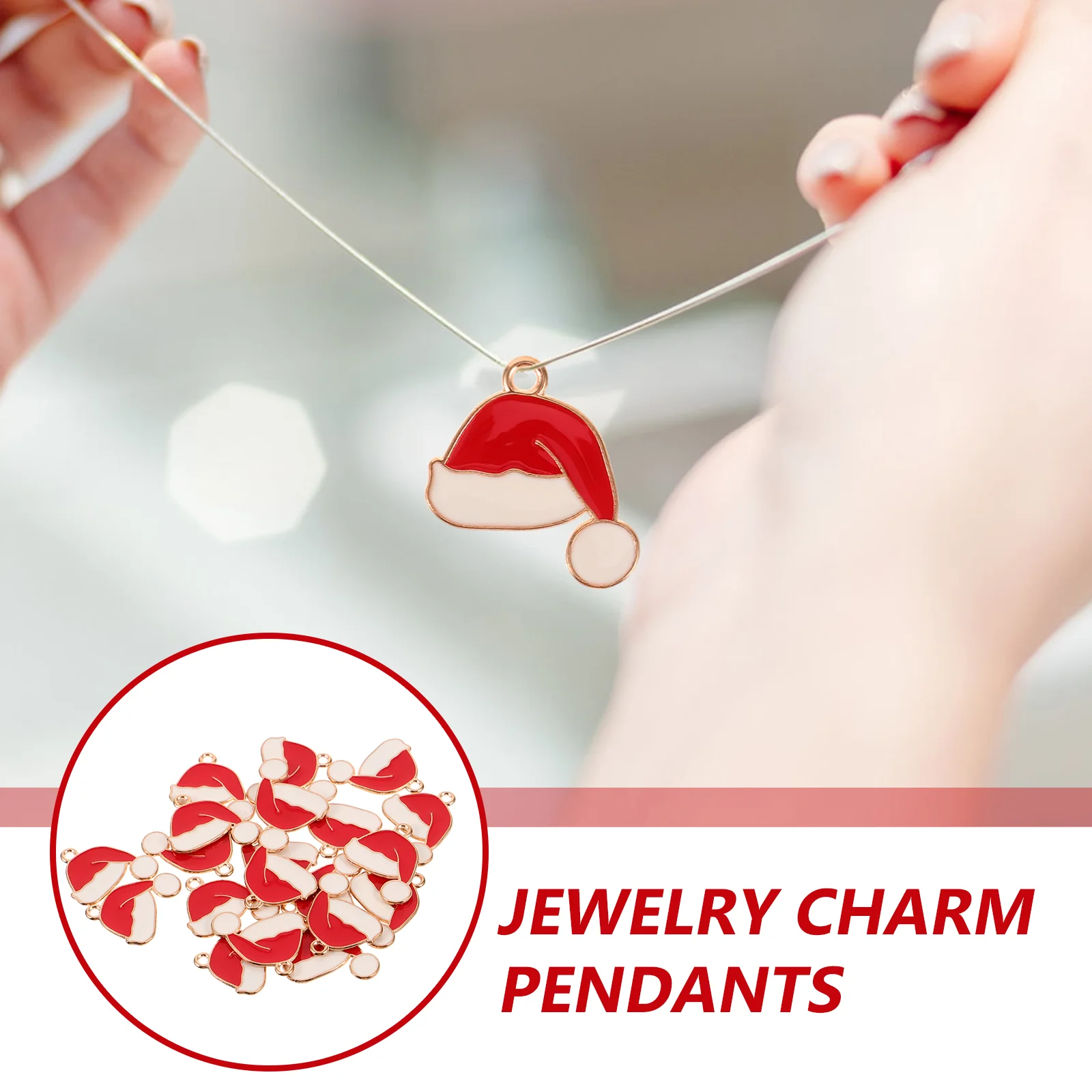 20 Pcs Charm Santa Hat Pendant Claus Pendants Christmas Alloy DIY Jewelry Design Necklace Charms