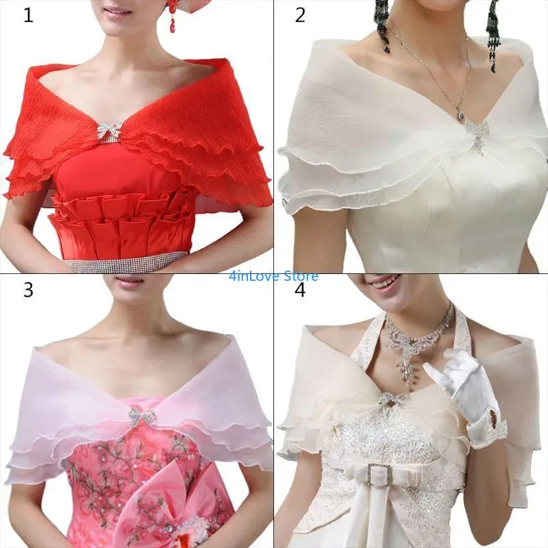 T4MD Bridal Bridal Bolero for Rhinestone Bowknot Prom Wedding Shawr