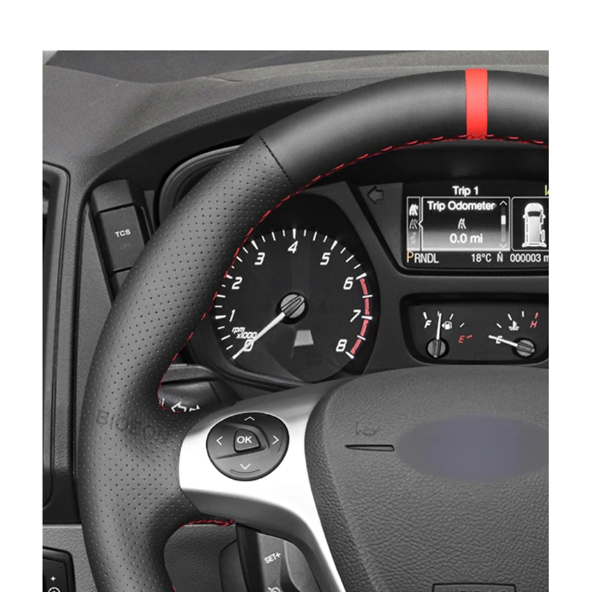 Black PU Artificial Leather Steering Wheel Cover for Ford Transit Connect Grand Tourneo Custom 2013 2014 2015 2016-2000