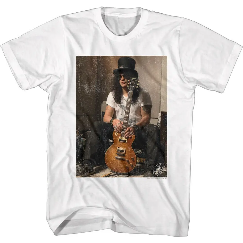 Slash Men's T Shirt Chilling Guitar Amp Poster 80s Rock Music Concert Merch American Musician Best For Him