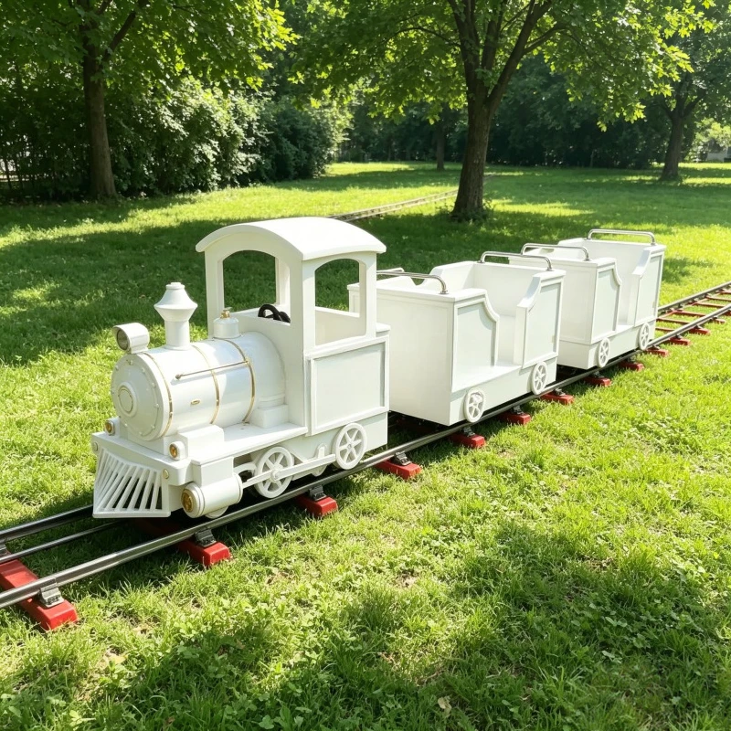 Modern and stylish fiberglass children's electric track train, suitable for weddings and parties