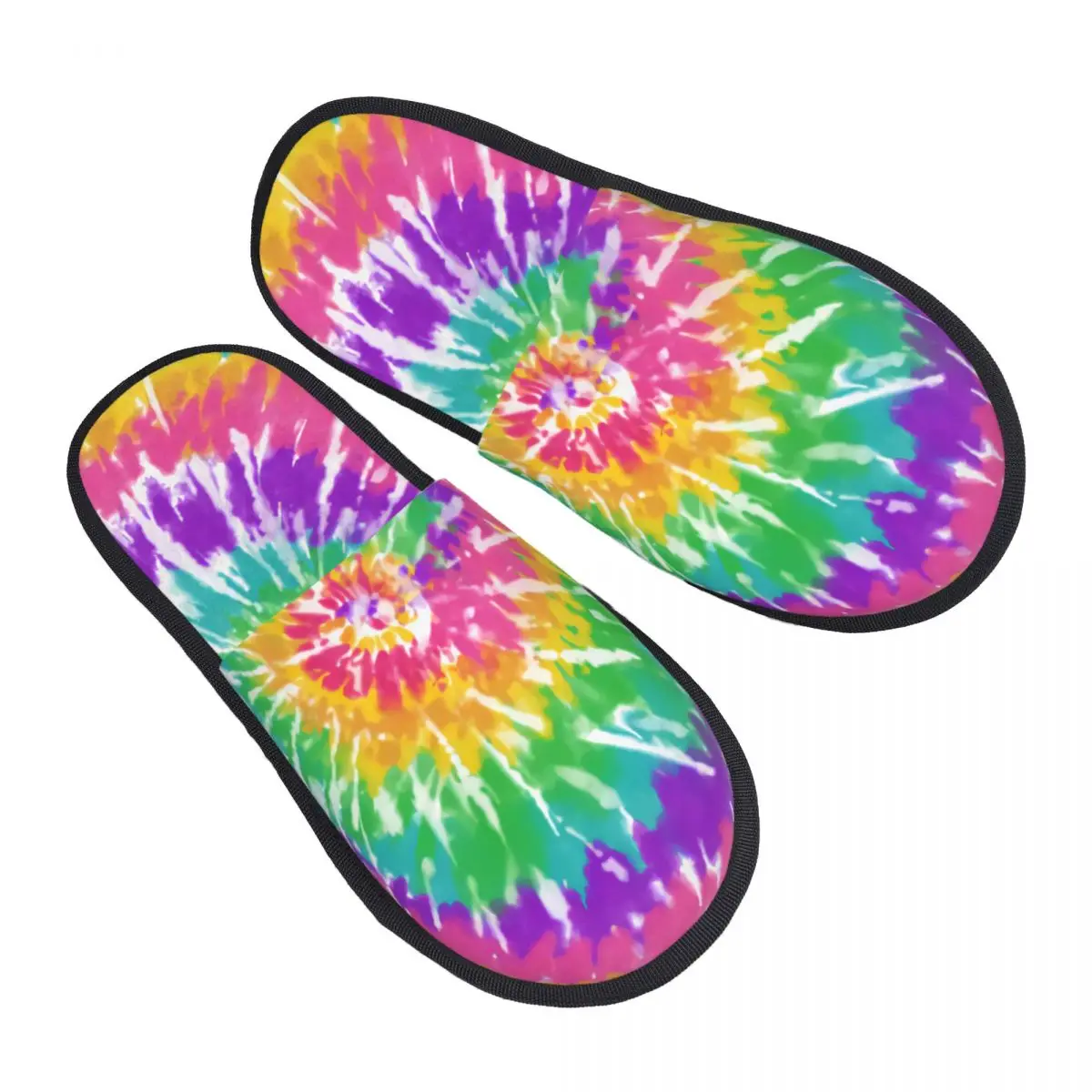 Very Colorful Tie Dye House Slippers Women Soft Memory Foam Traditional Dyeing Art Slip On Bedroom Slipper Shoes