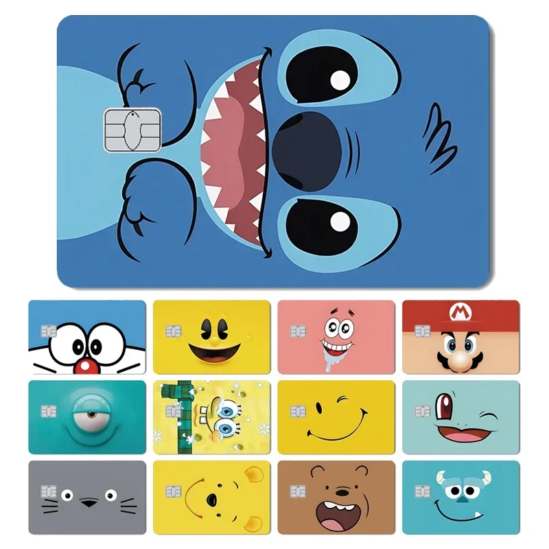 Funny Cute Anime Cartoon Face Game Monster Matte Front Skin Sticker Cover Film for Credit Bus Debt Bank Card HT12