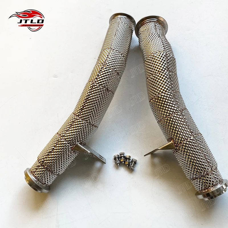 For Mercedes-Benz C43 AMG W205 Performance Downpipe, 304SS With Integrated Heat Shield, Catless Design For Power Gain