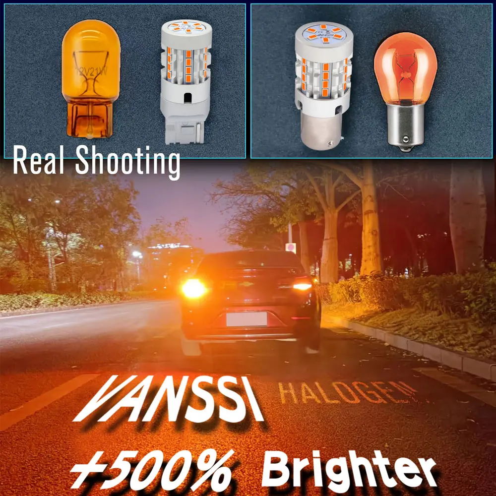 T20 7440 LED Bulb Amber Yellow CANBUS Error Free WY21W PY21W P21W BAU15S BA15S Blinker Bulb 600% Super Bright Turn Signal Light