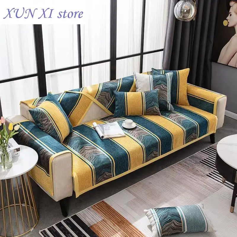 New Living Room Sofa Cover Cotton Couch Covers Jacquard Sofa Cushion Four Seasons Sofa Towe L-shaped Couchs Cover Protection Set