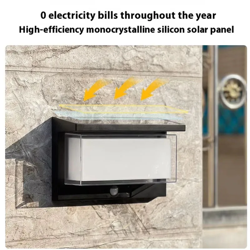 LED في الهواء الطلق ضوء الشرفة الشمسية مع محس حركة مشرق سياج الجدار الخفيفة IP65 مقاوم للماء لحديقة ساحة شرفة المرآب ديكور #3