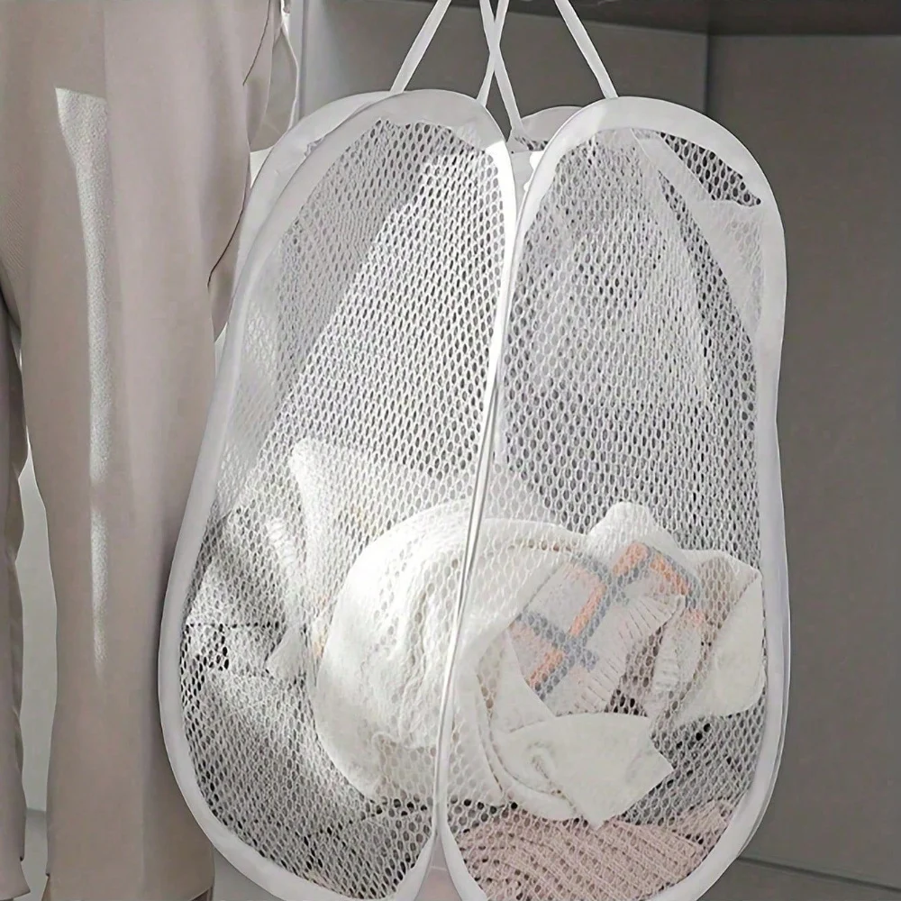 1Pc Collapsible Pop-up Mesh Laundry Basket, Portable Clothes Hamper for Dirty Clothes, Socks, Toys and Sundries Storage