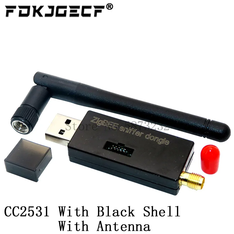 Emulador Zigbee CC2531 CC-Debugger programador USB CC2540 Sniffer con carcasa + antena conector de módulo Bluetooth Cable de descarga