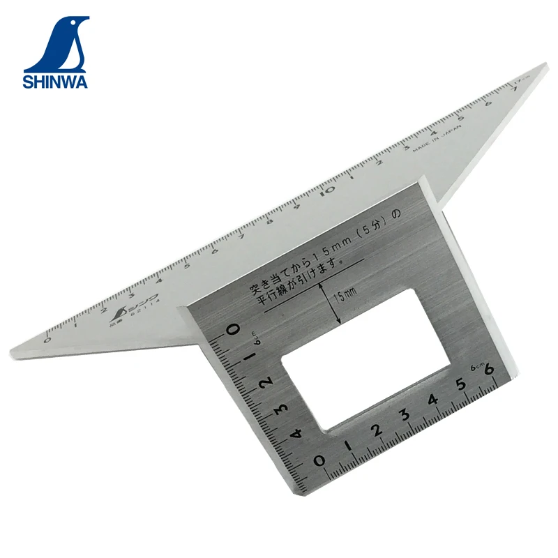 Giappone Shinwa 62113 righello angolare multifunzione 45 ° 90 ° righello a linea incrociata righello angolare per la lavorazione del legno calibro