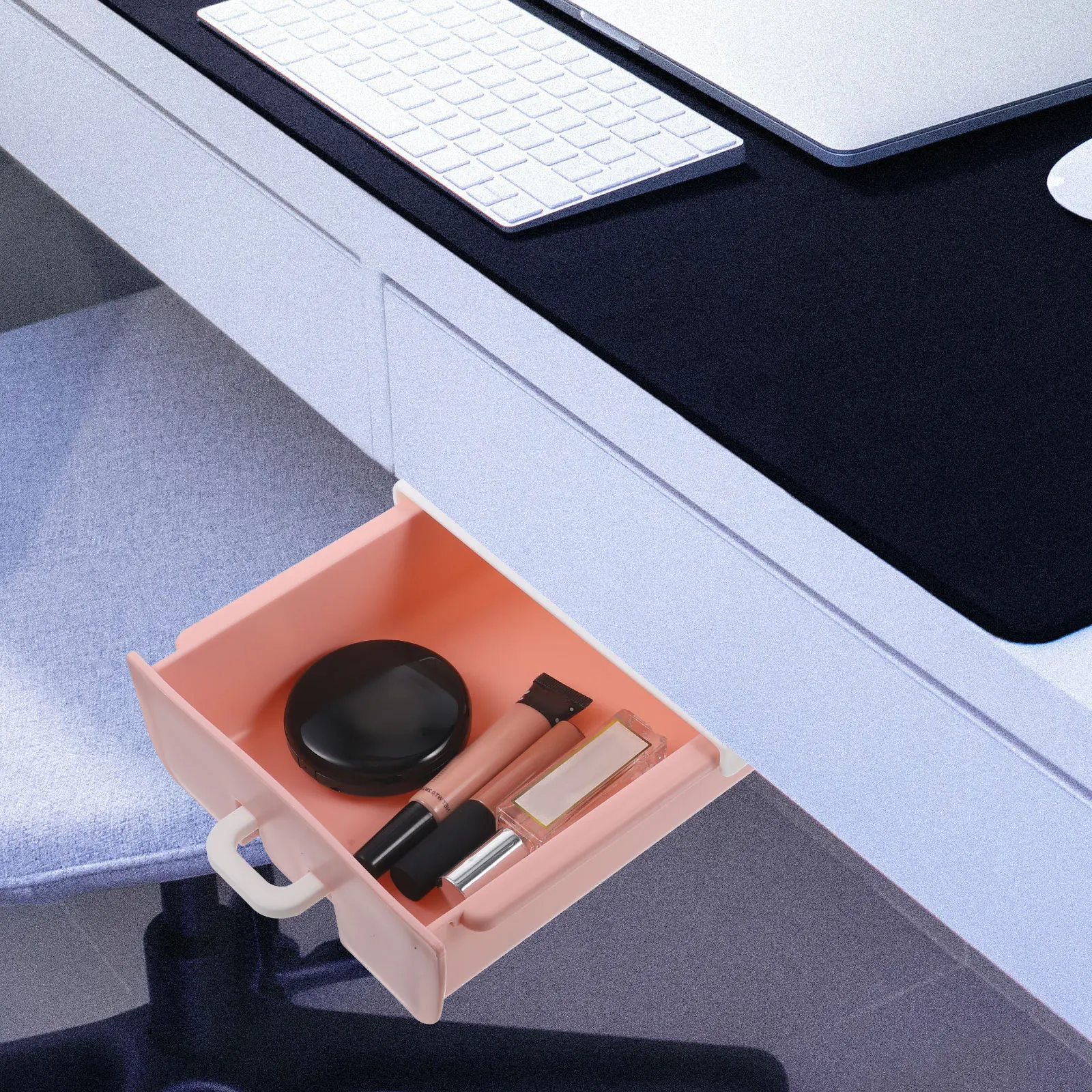 

Under Desk Drawer Organizer Large Capacity Plastic Material White Multi Function Office Dormitory