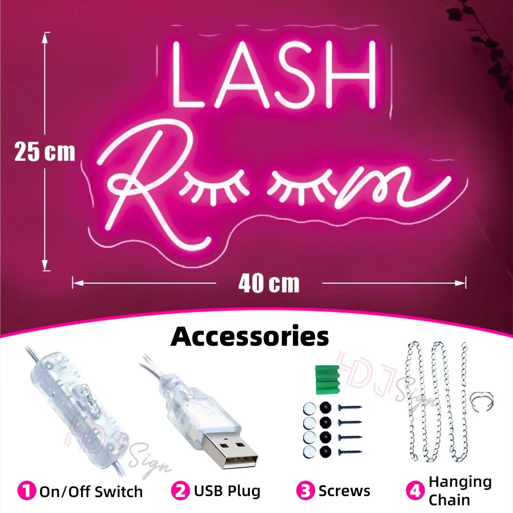 Neon Sign Light LASH Room Decoration Wall Art Light Beauty Salon Decor Pink Open Outdoor Neon Sign Lashes Room Neon Decor Sign