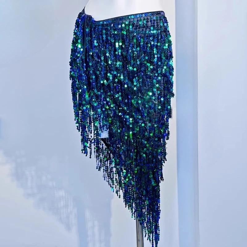 カスタマイズされた (超美しい) ヒップスカーフベリーダンスベルトロングスカートタイアップスカートベリーダンス練習衣装ウエストチェーン