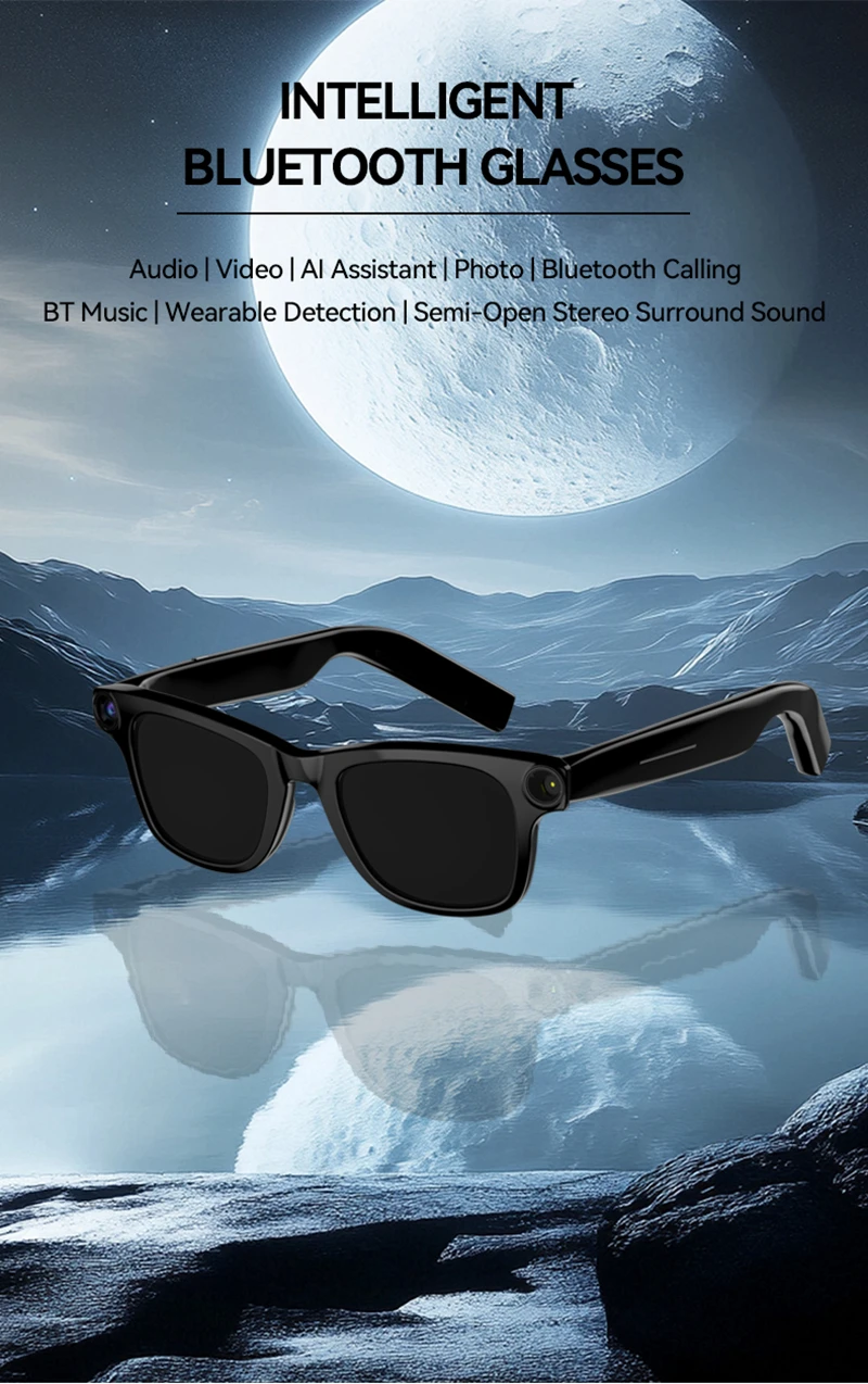 New Intelligent Ai Shooting Glasses Semi-open Surround Sound Ai Assistant Bluetooth Calling Bt Music Multi-functional Glasses