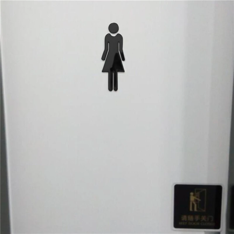 Panneaux Muraux de Porte de Toilettes, HOT, Domicile, WC, Panneau en Plastique, Signe d'Invite, Plaque, Surface Miroir