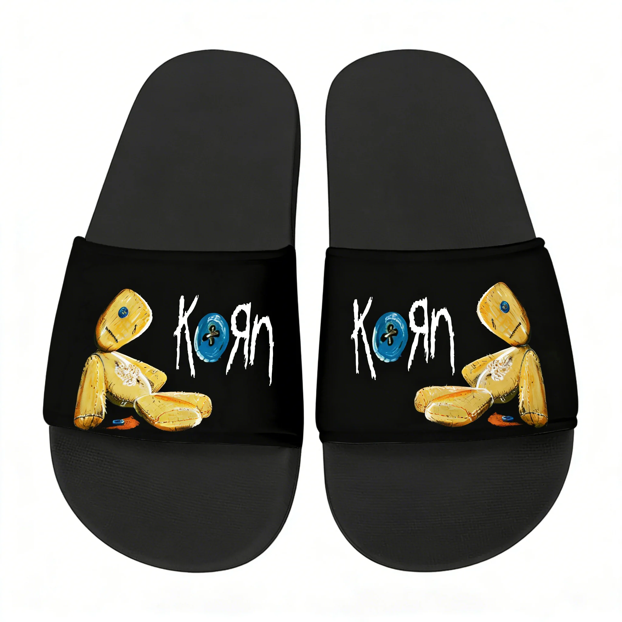 Korn Rock Band Slippers Home Water Shoes Rock Singer Men Women Teenagers Beach Pool Sandals High Quality Custom Summer Slipper