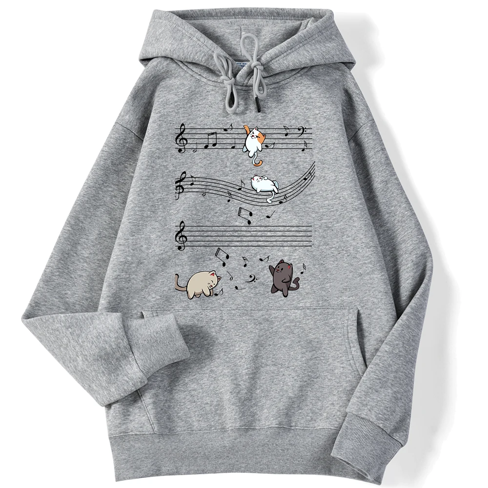 Unisex Women Hoodie Kopie Von Musical Cats Musical Notes Print Sweatshirt Long Sleeve Strecth Comfortable Hoody Female Pullover