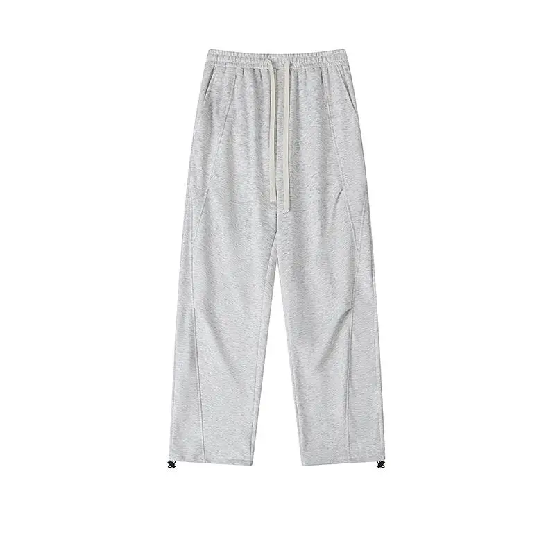 

M-XXXL Plain Color Men's New American Style Pleated Joggers Casual Drawstring Elastic Waist Sweatpants for Summer Streetwear 3XL