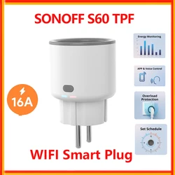 SONOFF-enchufe inteligente S60 TPF para el hogar, dispositivo de monitoreo de energía con temporizador, Wifi, módulo de automatización, eWelink, Alexa