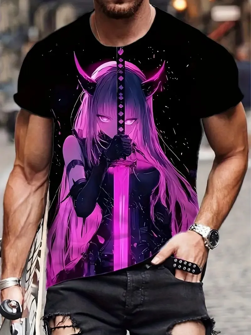 Unisex 3D Print T-Shirt - Anime-Style Character Design Fashion Casual Harajuku Hip Hop Street Style Tops