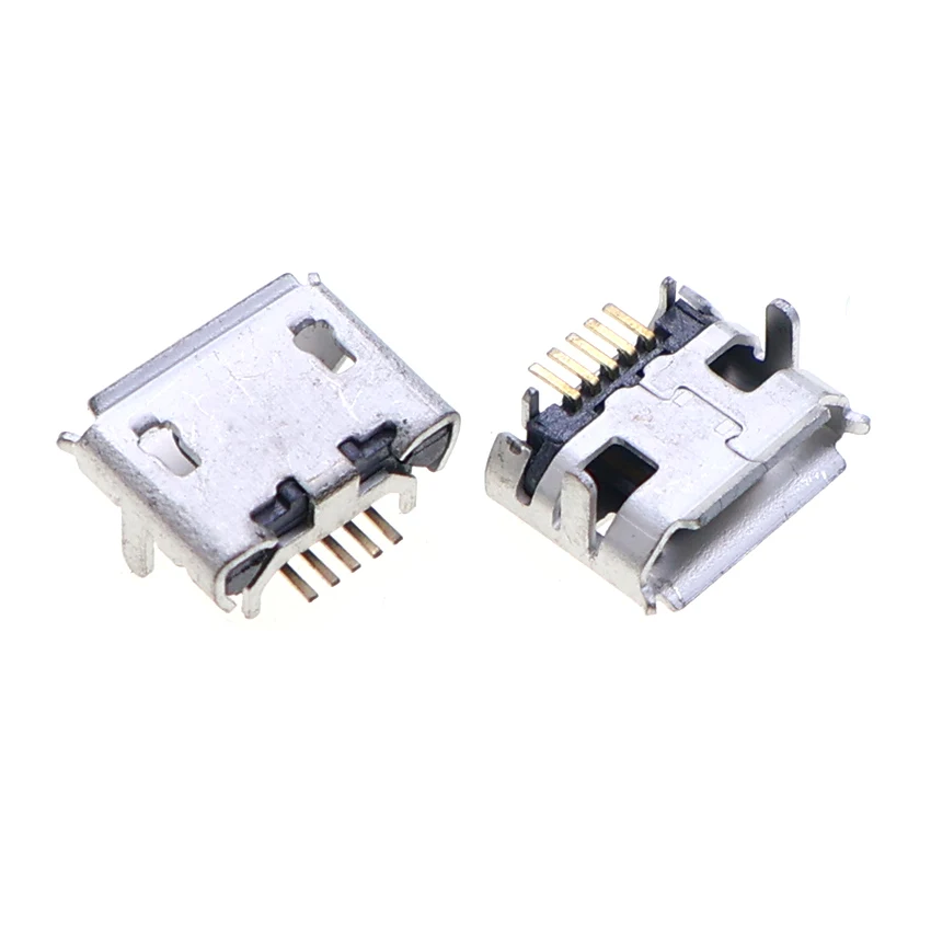 YuXi 2pcs Ox Horn Micro USB 5pin Jack Female Socket Connector For Mobile Phone USB Charger Port Dock Plug Charging Tail