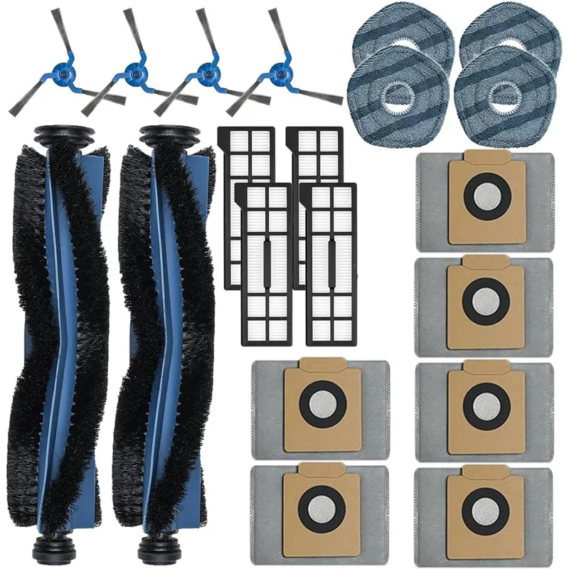 ABZA-For Eufy X10 Pro Omni ملحقات استبدال المكنسة الكهربائية-فرشاة الأسطوانة الرئيسية، أكياس الغبار، الفرش الجانبية، المرشحات، الممسحة