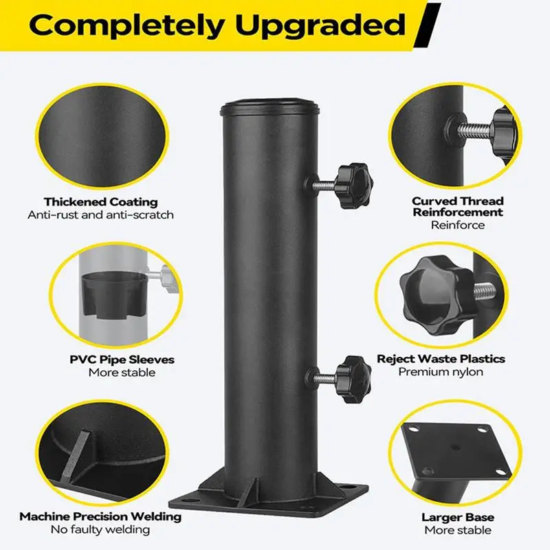 Patio Umbrella Base Heavy Duty Metal Holder Stand For Market Umbrella Adjustable Deck Umbrella Mount Bracket For Garden Terrace