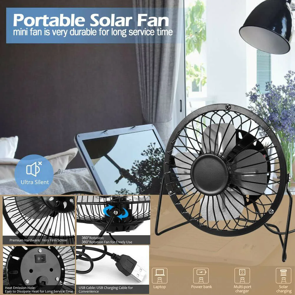 Mini USB Fan Portable Fans Metal Cooler Cooling 4 Blades Desktop Mute Fans Silent Universal For Car Notebook Computer Desk Fan