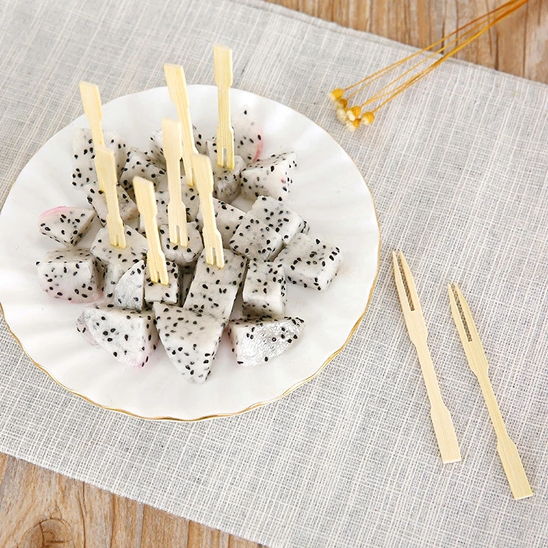 100 قطعة المتاح الخيزران التموين الشوك الفاكهة عصا إصبع الغذاء اختيار aperitif يختار فاتح الشهية #4