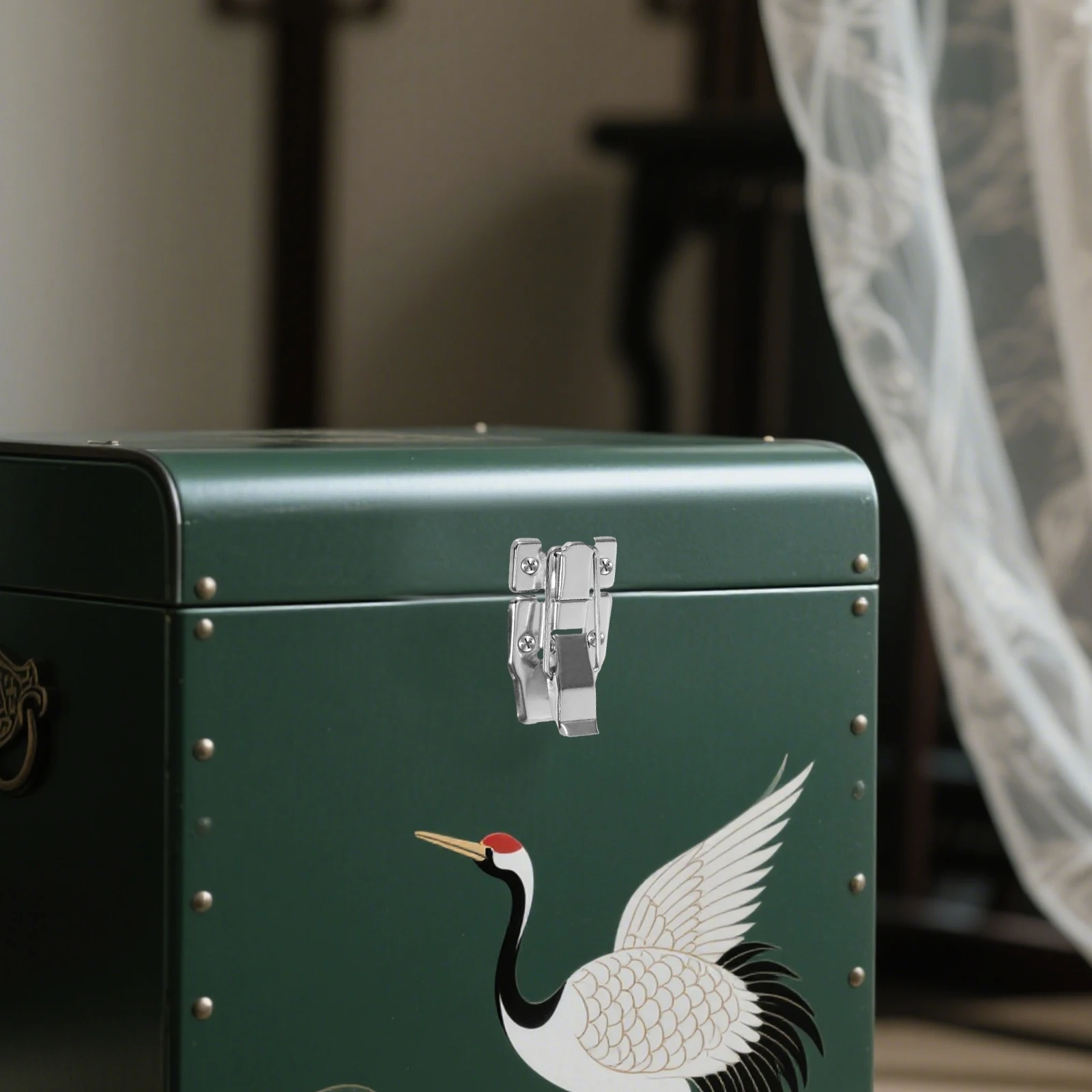 

6pcs New Chinese Style Hardware Iron Wood Box Latch Lock For Jewelry Cabinet Toolbox Vintage Suitcase Duckbilled Toggle Hasp