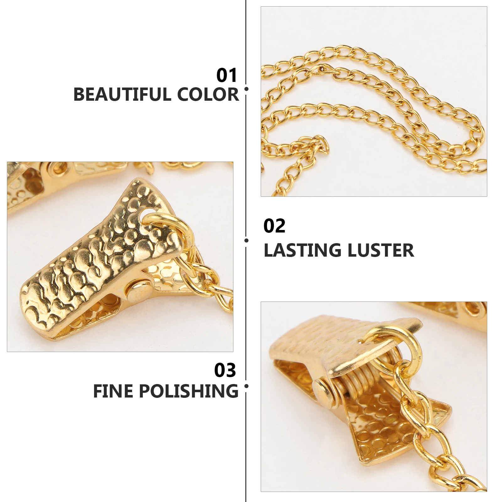 

3pcs Eyeglasses Chain Clips Mask Rope Clips 60cm Gold Silver Rose Gold Metal Pattern Durable Accessories Glasses