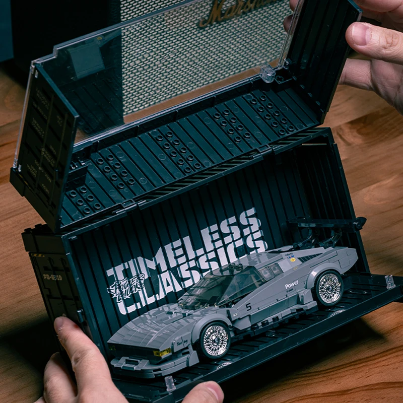 M1 Retro Sportwagen Bouwsteen Creatief assemblagemodel ornamenten Container DISPLAY BOX Speelgoedjongenscadeau