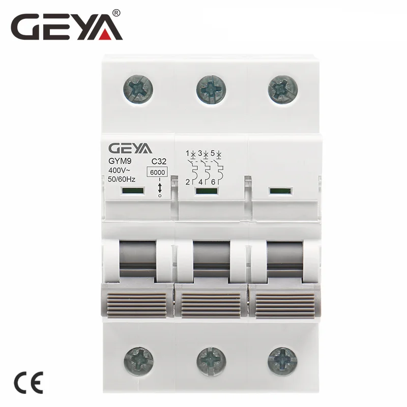 GEYA GYM9 3P MCB 6A-63A 6KA Mini disyuntor Din Rail Circuit Breaker 6A 10A 16A 20A 25A 32A 40A 50A 63A AC Type MCB 400V